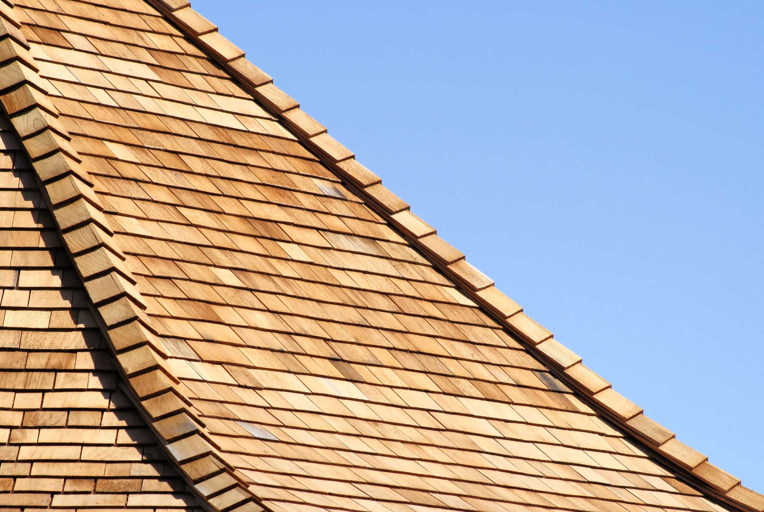 Cedar shake roofing on a Maryland home